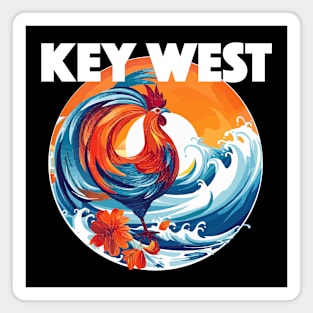 Key West - Rooster (with White Lettering) Magnet